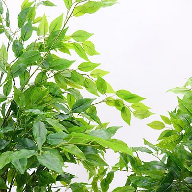 6FT Artificial Ficus Tree with Realistic Trunk, Silk Potted Plant, Green