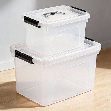Clear Latch Storage Box with Handle and Lid 2pc