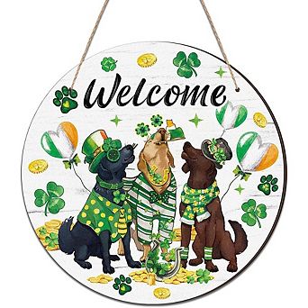 Wooden Shamrock Welcome Sign St. Patrick’s Day Door Decor