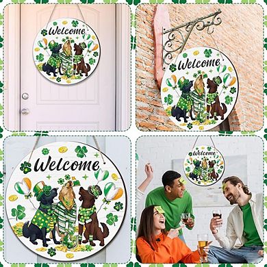 Wooden Shamrock Welcome Sign St. Patrick’s Day Door Decor