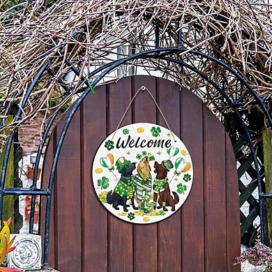 Wooden Shamrock Welcome Sign St. Patrick’s Day Door Decor