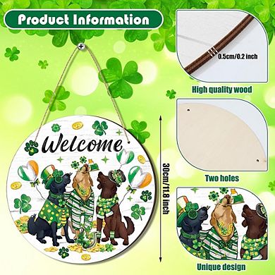Wooden Shamrock Welcome Sign St. Patrick’s Day Door Decor