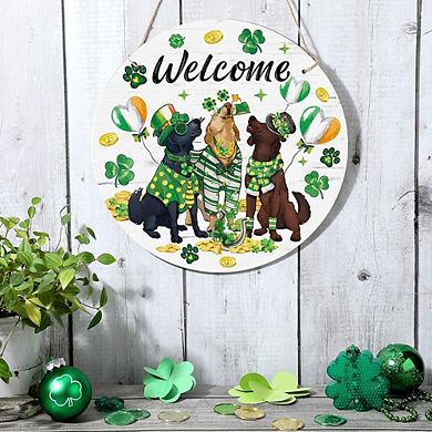 Wooden Shamrock Welcome Sign St. Patrick’s Day Door Decor