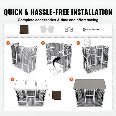 7-Tier Indoor or Outdoor Cat House with Fir Wood Frame and Galvanized Mesh - Grey