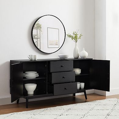 Crosley Furniture Lucas Sideboard with Storage Cabinets & 3 Drawers