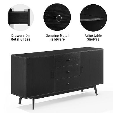 Crosley Furniture Lucas Sideboard with Storage Cabinets & 3 Drawers