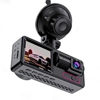 1080P Dash Cam with Loop Recording, 3 Lenses, Parking Monitor, Night Vision