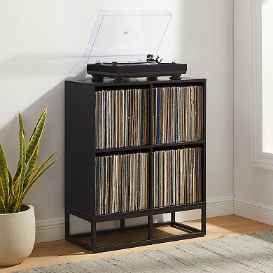Crosley Furniture ENZO 4-Cube Record Player Stand with Vinyl Storage