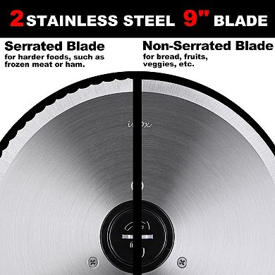 200W Meat Slicer with 0-15 mm Adjustable Slicing Thickness, Removable 9-In Blade, Easy to Clean