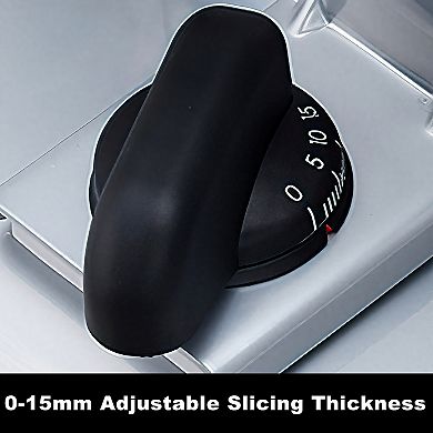 200W Meat Slicer with 0-15 mm Adjustable Slicing Thickness, Removable 9-In Blade, Easy to Clean