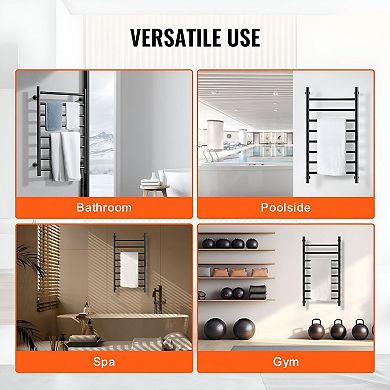 Wall Mounted Electric Towel Warmer Rack with Adjustable Temperature - Black