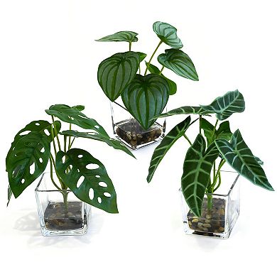 3-Pack 3.1IN Artificial Mini Potted Plants, Mixed Green