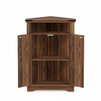 Corner Bathroom Cabinet, Farmhouse Small Corner Cabinet with Barn Door & Adjustable Shelf