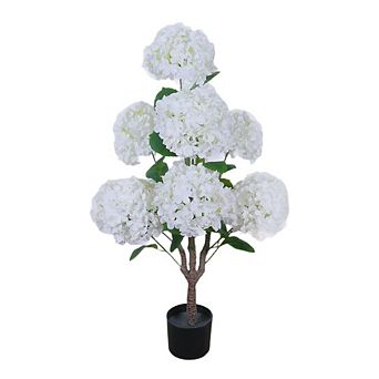 3FT Artificial Hydrangea Tree, Faux Silk Flower Plant, Blue