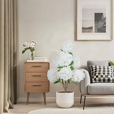 3FT Artificial Hydrangea Tree, Faux Silk Flower Plant, Blue