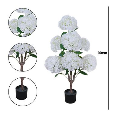 3FT Artificial Hydrangea Tree, Faux Silk Flower Plant, Blue