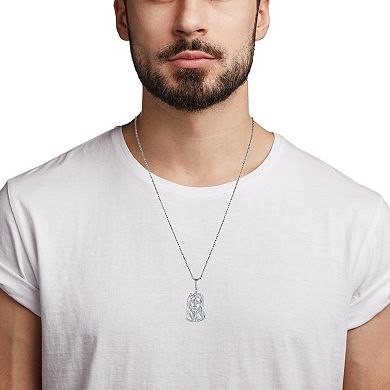 Argento Forte Sterling Silver Jesus Pendant Necklace