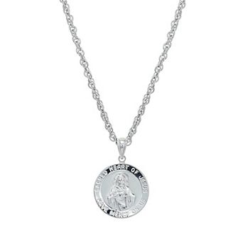Argento Forte Sterling Silver Sacred Heart Coin Pendant Necklace