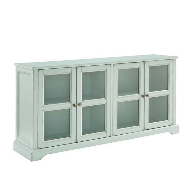 ミドルボード ミントグリーン Crosley Furniture Holbrook Glass Door Sideboard