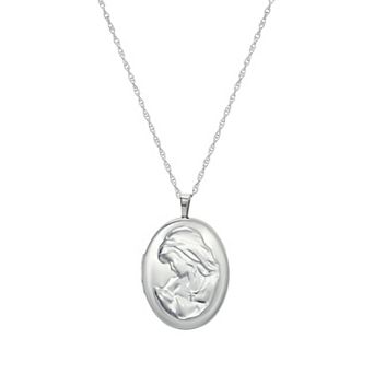Argento Forte Sterling Silver Mother & Child Locket Pendant Necklace