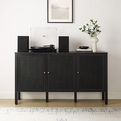 Crosley Furniture Perry Sideboard with Poly-Rattan Mesh Panels