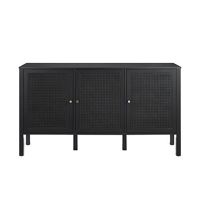 Crosley Furniture Perry Sideboard with Poly-Rattan Mesh Panels