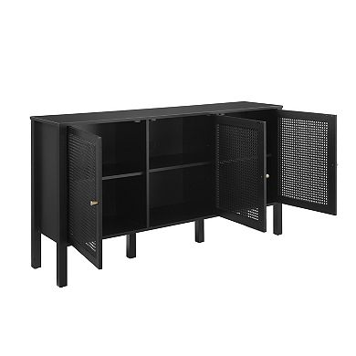 Crosley Furniture Perry Sideboard with Poly-Rattan Mesh Panels