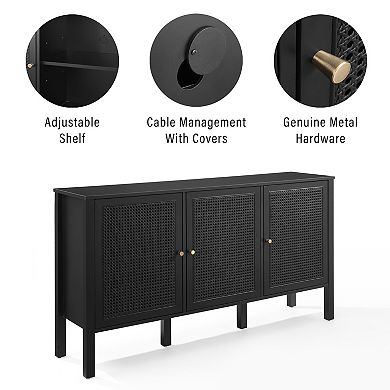 Crosley Furniture Perry Sideboard with Poly-Rattan Mesh Panels