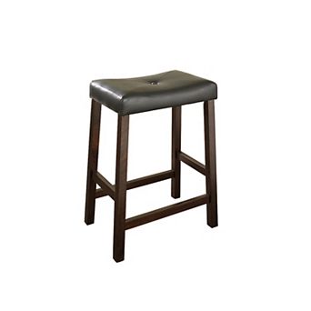 Crosley Furniture Upholstered Saddle Seat 2 pc Counter Height Bar Stool Set