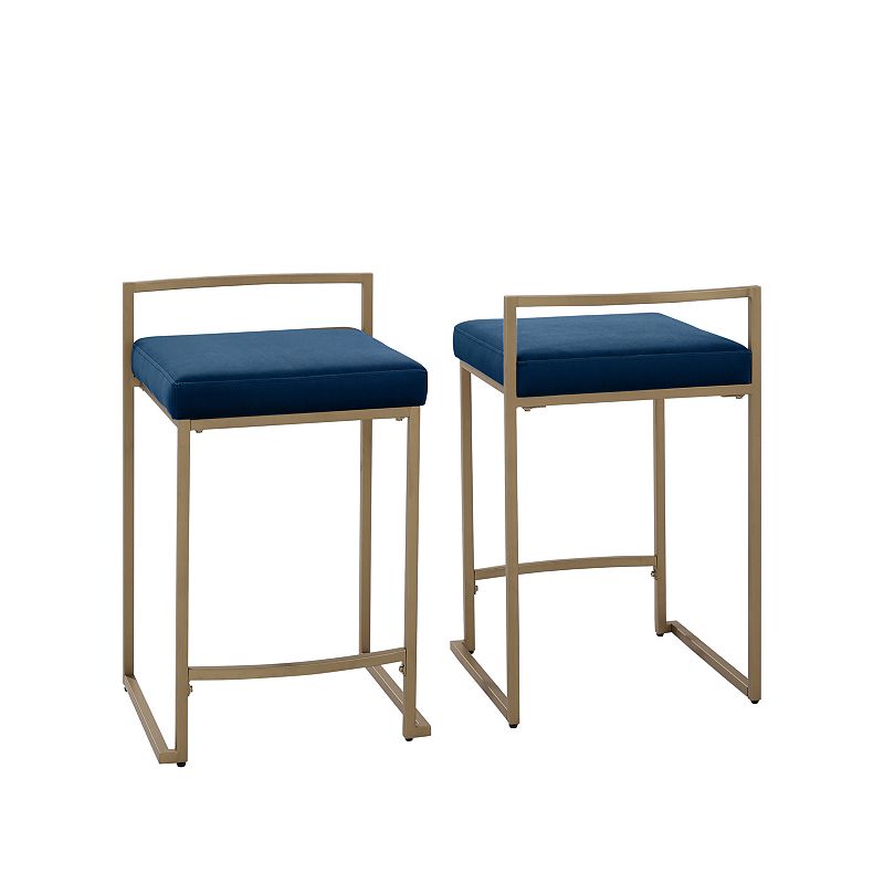 Crosley Furniture Harlowe 2-Piece Counter Height Bar Stool Set, Blue
