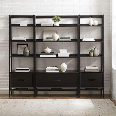 Crosley Furniture LANDON 3-Piece Etagere Bookcase Set with Storage Drawers