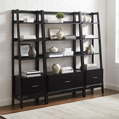 Crosley Furniture LANDON 3-Piece Etagere Bookcase Set with Storage Drawers