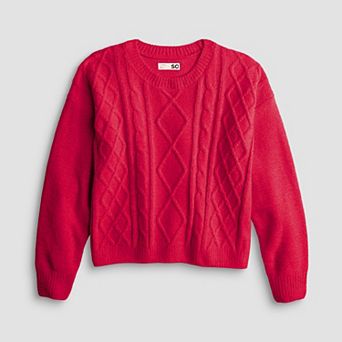 Girls 6-20 SO® Cable Stitch Crewneck Sweater in Regular & Plus Size