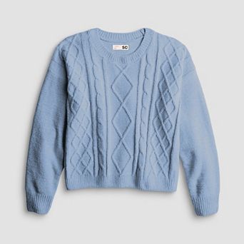 Girls 6-20 SO® Cable Stitch Crewneck Sweater in Regular & Plus Size