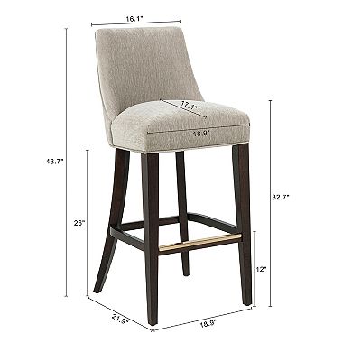 MANHATTAN COMFORT Beever Chenille Upholstered Wood Barstool Set of 2