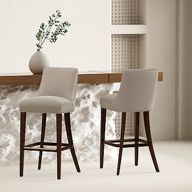 MANHATTAN COMFORT Beever Chenille Upholstered Wood Barstool Set of 2