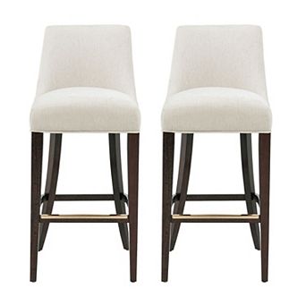 MANHATTAN COMFORT Beever Chenille Upholstered Wood Barstool Set of 2