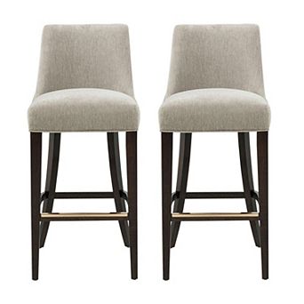MANHATTAN COMFORT Beever Chenille Upholstered Wood Barstool Set of 2