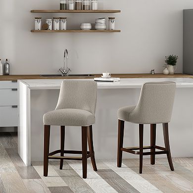 MANHATTAN COMFORT Beever Chenille Upholstered Wood Counter Stool Set of 2