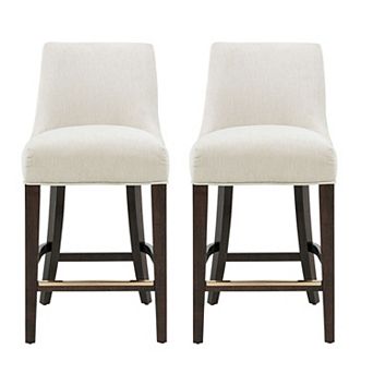 MANHATTAN COMFORT Beever Chenille Upholstered Wood Counter Stool Set of 2