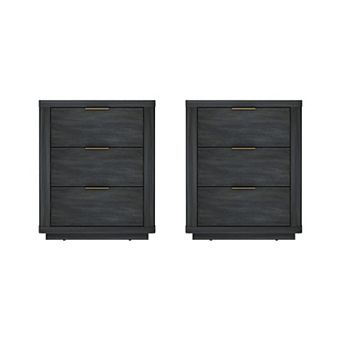 MANHATTAN COMFORT Evelyn 20-Inch 3-Drawer Nightstand Set of 2