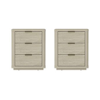 MANHATTAN COMFORT Evelyn 20-Inch 3-Drawer Nightstand Set of 2