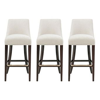 MANHATTAN COMFORT Beever Chenille Upholstered Wood Barstool Set of 3