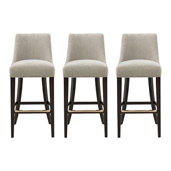 MANHATTAN COMFORT Beever Chenille Upholstered Wood Barstool Set of 3