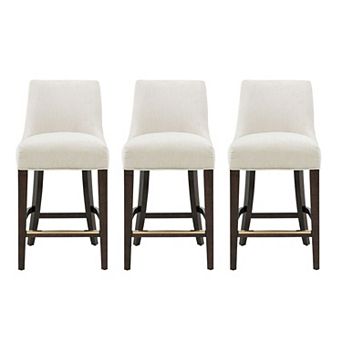 MANHATTAN COMFORT Beever Chenille Upholstered Wood Counter Stool Set of 3