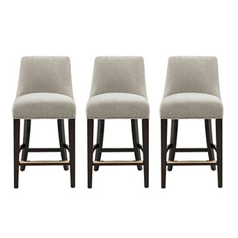 MANHATTAN COMFORT Beever Chenille Upholstered Wood Counter Stool Set of 3
