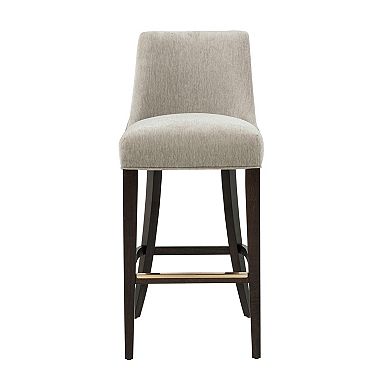 MANHATTAN COMFORT Beever Chenille Upholstered Wood Barstool with Backrest