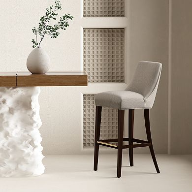 MANHATTAN COMFORT Beever Chenille Upholstered Wood Barstool with Backrest