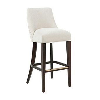 MANHATTAN COMFORT Beever Chenille Upholstered Wood Barstool with Backrest