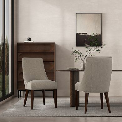 MANHATTAN COMFORT Beever Chenille Upholstered Wood Dining Chair Set of 2